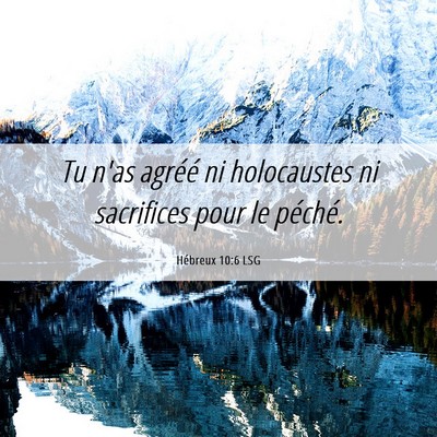 Picture 06 - Hébreux 10:6 LSG - Tu n'as agréé ni holocaustes ni sacrifices pour - Bible Verse Picture