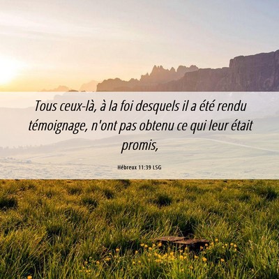 Picture 06 - Hébreux 11:39 LSG - Tous ceux-là, à la foi desquels il a été - Bible Verse Picture