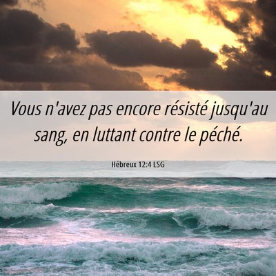 Picture 06 - Hébreux 12:4 LSG - Vous n'avez pas encore résisté jusqu'au sang, - Bible Verse Picture
