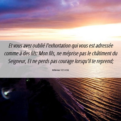 Picture 06 - Hébreux 12:5 LSG - Et vous avez oublié l'exhortation qui vous est - Bible Verse Picture