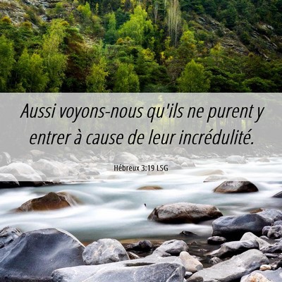 Picture 06 - Hébreux 3:19 LSG - Aussi voyons-nous qu'ils ne purent y entrer à - Bible Verse Picture