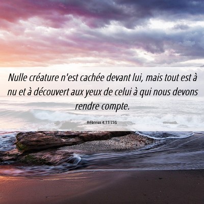 Picture 06 - Hébreux 4:13 LSG - Nulle créature n'est cachée devant lui, mais - Bible Verse Picture