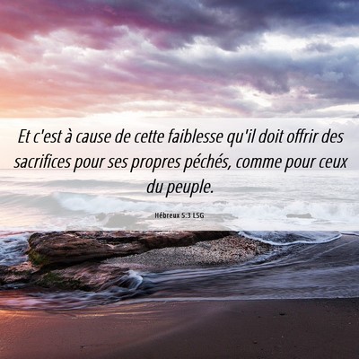 Picture 06 - Hébreux 5:3 LSG - Et c'est à cause de cette faiblesse qu'il doit - Bible Verse Picture