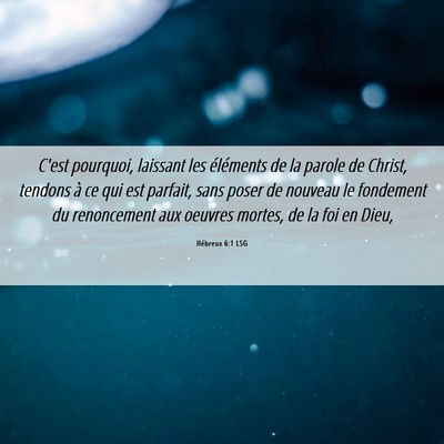 Picture 06 - Hébreux 6:1 LSG - C'est pourquoi, laissant les éléments de la - Bible Verse Picture