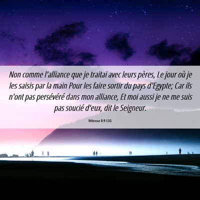 Picture 06 - Hébreux 8:9 LSG - Non comme l'alliance que je traitai avec leurs - Bible Verse Picture