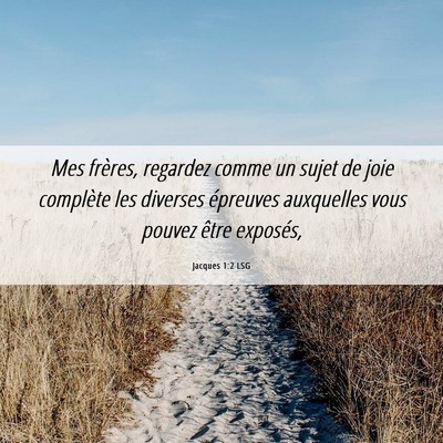 Picture 06 - Jacques 1:2 LSG - Mes frères, regardez comme un sujet de joie - Bible Verse Picture