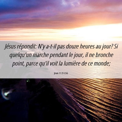 Picture 06 - Jean 11:9 LSG - Jésus répondit: N'y a-t-il pas douze heures au - Bible Verse Picture