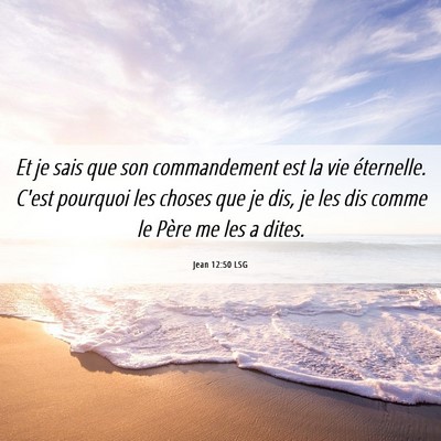 Picture 06 - Jean 12:50 LSG - Et je sais que son commandement est la vie - Bible Verse Picture