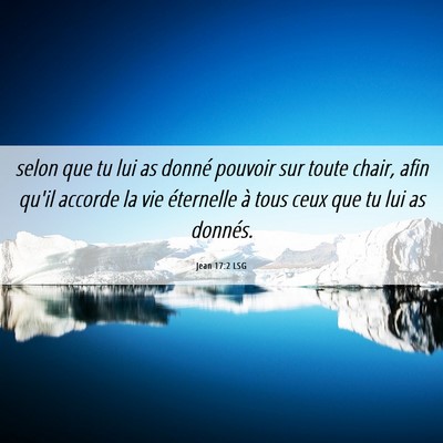 Picture 06 - Jean 17:2 LSG - selon que tu lui as donné pouvoir sur toute - Bible Verse Picture