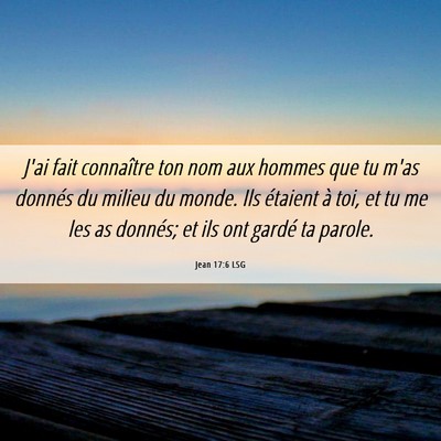 Picture 06 - Jean 17:6 LSG - J'ai fait connaître ton nom aux hommes que tu - Bible Verse Picture