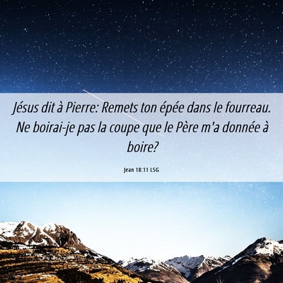 Picture 06 - Jean 18:11 LSG - Jésus dit à Pierre: Remets ton épée dans le - Bible Verse Picture