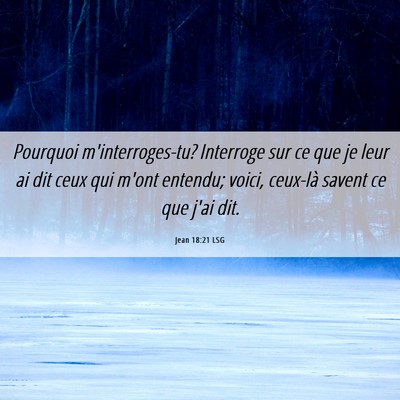 Picture 06 - Jean 18:21 LSG - Pourquoi m'interroges-tu? Interroge sur ce que je - Bible Verse Picture
