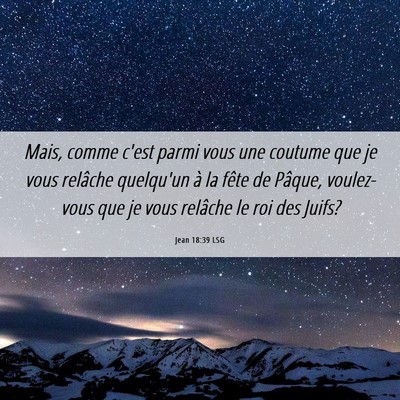 Picture 06 - Jean 18:39 LSG - Mais, comme c'est parmi vous une coutume que je - Bible Verse Picture