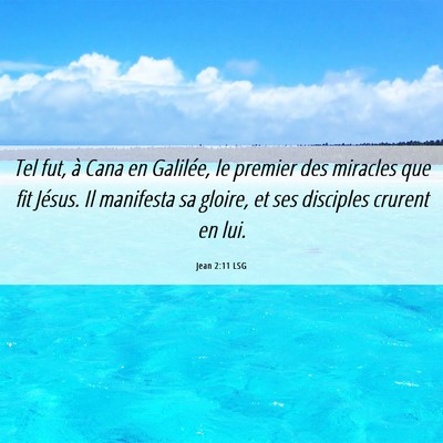 Picture 06 - Jean 2:11 LSG - Tel fut, à Cana en Galilée, le premier des - Bible Verse Picture