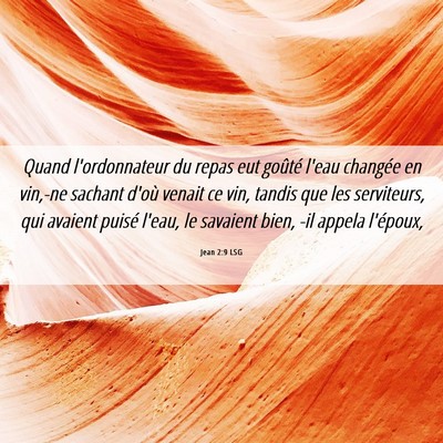 Picture 06 - Jean 2:9 LSG - Quand l'ordonnateur du repas eut goûté l'eau - Bible Verse Picture