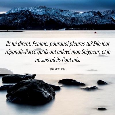 Picture 06 - Jean 20:13 LSG - Ils lui dirent: Femme, pourquoi pleures-tu? Elle - Bible Verse Picture