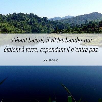 Picture 06 - Jean 20:5 LSG - s'étant baissé, il vit les bandes qui étaient - Bible Verse Picture