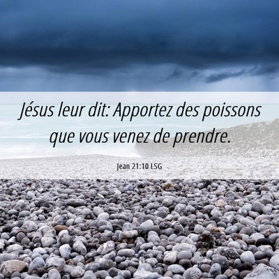 Picture 06 - Jean 21:10 LSG - Jésus leur dit: Apportez des poissons que vous - Bible Verse Picture
