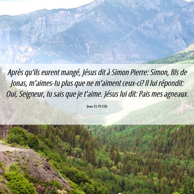 Picture 06 - Jean 21:15 LSG - Après qu'ils eurent mangé, Jésus dit à Simon - Bible Verse Picture