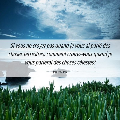 Picture 06 - Jean 3:12 LSG - Si vous ne croyez pas quand je vous ai parlé des - Bible Verse Picture