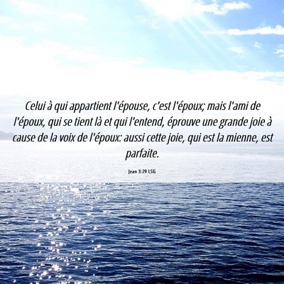 Picture 06 - Jean 3:29 LSG - Celui à qui appartient l'épouse, c'est - Bible Verse Picture