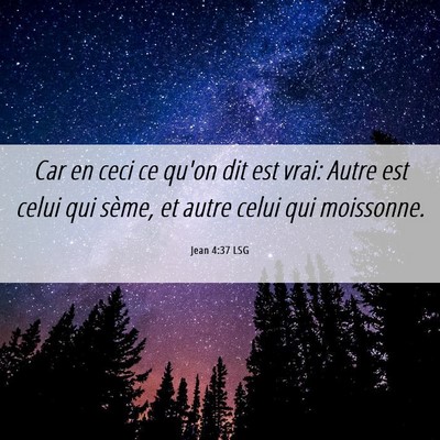 Picture 06 - Jean 4:37 LSG - Car en ceci ce qu'on dit est vrai: Autre est - Bible Verse Picture