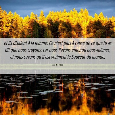 Picture 06 - Jean 4:42 LSG - et ils disaient à la femme: Ce n'est plus à - Bible Verse Picture