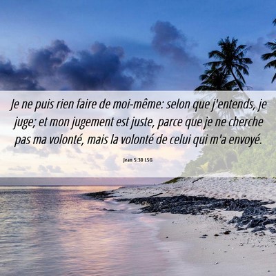 Picture 06 - Jean 5:30 LSG - Je ne puis rien faire de moi-même: selon que - Bible Verse Picture