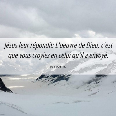Picture 06 - Jean 6:29 LSG - Jésus leur répondit: L'oeuvre de Dieu, c'est - Bible Verse Picture