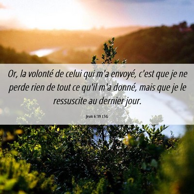 Picture 06 - Jean 6:39 LSG - Or, la volonté de celui qui m'a envoyé, c'est - Bible Verse Picture