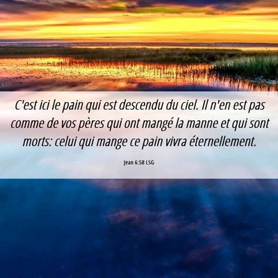 Picture 06 - Jean 6:58 LSG - C'est ici le pain qui est descendu du ciel. Il - Bible Verse Picture