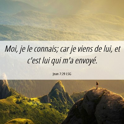 Picture 06 - Jean 7:29 LSG - Moi, je le connais; car je viens de lui, et c'est - Bible Verse Picture