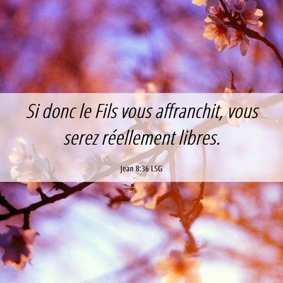 Picture 06 - Jean 8:36 LSG - Si donc le Fils vous affranchit, vous serez - Bible Verse Picture
