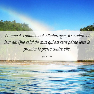 Picture 06 - Jean 8:7 LSG - Comme ils continuaient à l'interroger, il se - Bible Verse Picture