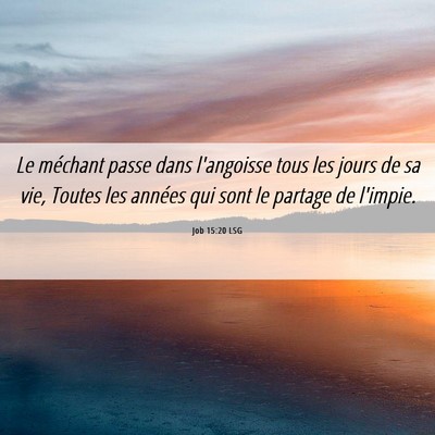 Picture 06 - Job 15:20 LSG - Le méchant passe dans l'angoisse tous les jours - Bible Verse Picture
