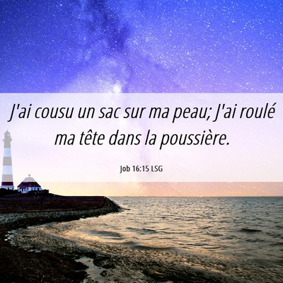 Picture 06 - Job 16:15 LSG - J'ai cousu un sac sur ma peau; J'ai roulé ma - Bible Verse Picture