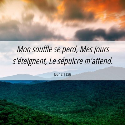 Picture 06 - Job 17:1 LSG - Mon souffle se perd, Mes jours s'éteignent, Le - Bible Verse Picture