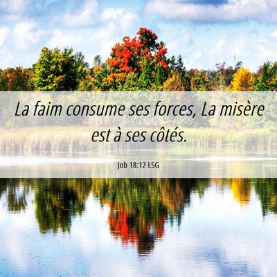 Picture 06 - Job 18:12 LSG - La faim consume ses forces, La misère est à ses - Bible Verse Picture