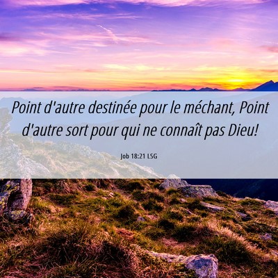Picture 06 - Job 18:21 LSG - Point d'autre destinée pour le méchant, Point - Bible Verse Picture