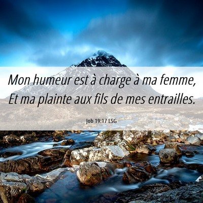 Picture 06 - Job 19:17 LSG - Mon humeur est à charge à ma femme, Et ma - Bible Verse Picture