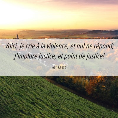 Picture 06 - Job 19:7 LSG - Voici, je crie à la violence, et nul ne répond; - Bible Verse Picture