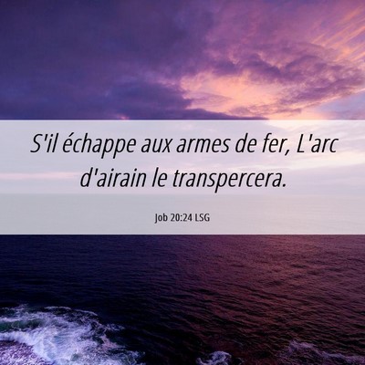 Picture 06 - Job 20:24 LSG - S'il échappe aux armes de fer, L'arc d'airain le - Bible Verse Picture