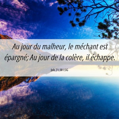 Picture 06 - Job 21:30 LSG - Au jour du malheur, le méchant est épargné; Au - Bible Verse Picture