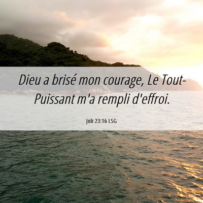 Picture 06 - Job 23:16 LSG - Dieu a brisé mon courage, Le Tout-Puissant m'a - Bible Verse Picture
