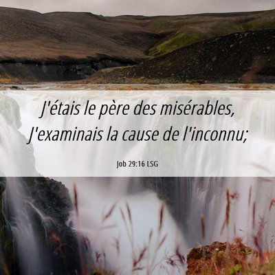 Picture 06 - Job 29:16 LSG - J'étais le père des misérables, J'examinais la - Bible Verse Picture