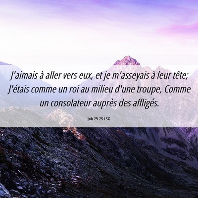Picture 06 - Job 29:25 LSG - J'aimais à aller vers eux, et je m'asseyais à - Bible Verse Picture