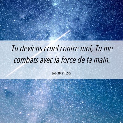 Picture 06 - Job 30:21 LSG - Tu deviens cruel contre moi, Tu me combats avec - Bible Verse Picture