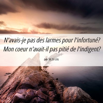 Picture 06 - Job 30:25 LSG - N'avais-je pas des larmes pour l'infortuné? Mon - Bible Verse Picture