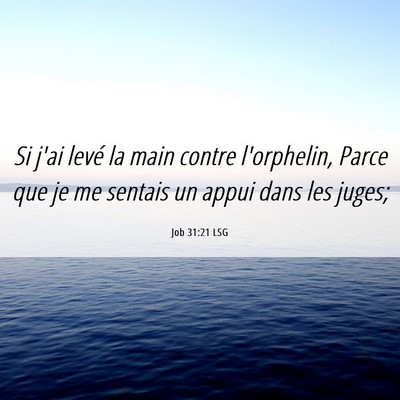 Picture 06 - Job 31:21 LSG - Si j'ai levé la main contre l'orphelin, Parce - Bible Verse Picture