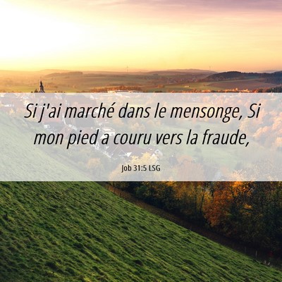 Picture 06 - Job 31:5 LSG - Si j'ai marché dans le mensonge, Si mon pied a - Bible Verse Picture